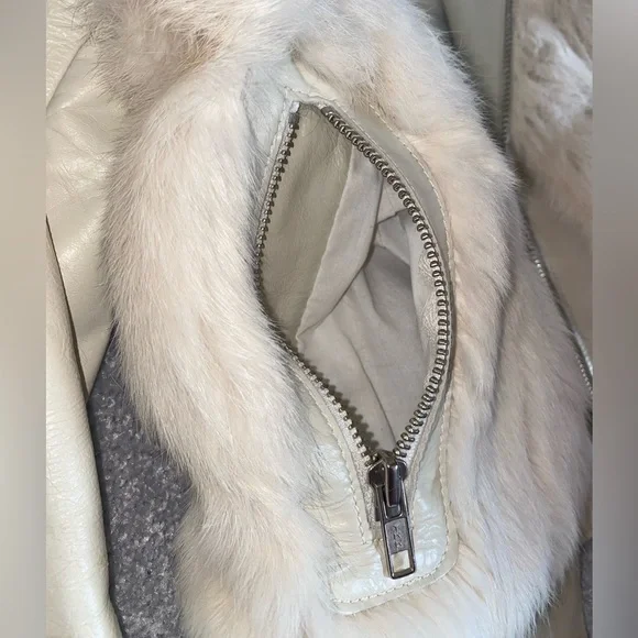 SOLD❣️MACKAGE JACKET Leather & Fur Ivory White - Picture 13 of 14